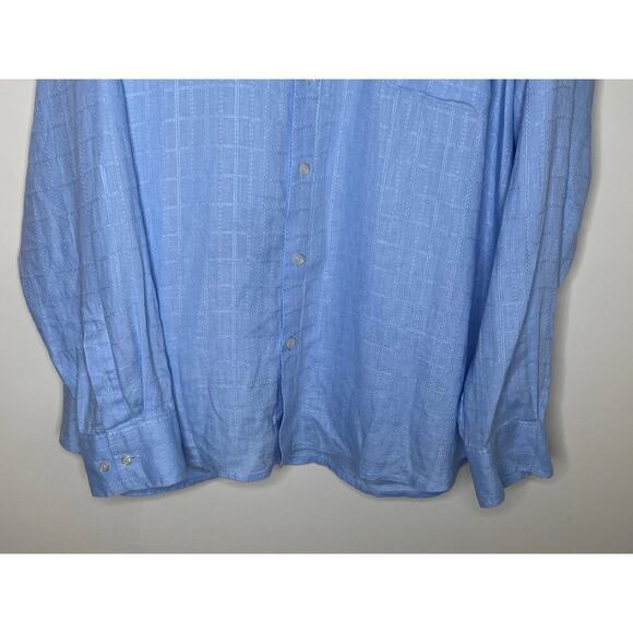 Tommy Bahamas 100% Linen Grid Blue Button Down Shirt Men's Size XL - Picture 3 of 9